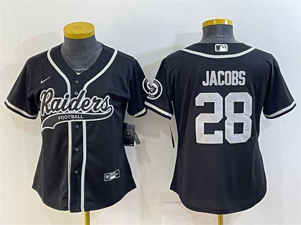 Women's Las Vegas Raiders #28 Josh Jacobs Black With Patch Cool Base Stitched Baseball Jersey,We sell and wholesale Women's Las Vegas Raiders #28 Josh Jacobs Black With Patch Cool Base Stitched Baseball Jersey on line form chian!